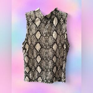 Caution To The Wind Y2K snake print mock neck sleeveless top